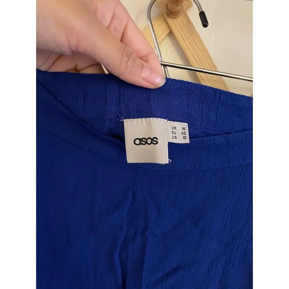 ASOS Maxi Skirt Women's 10 High Rise Cobalt Blue Slit Lined SIde ZIp - Picture 2 of 7